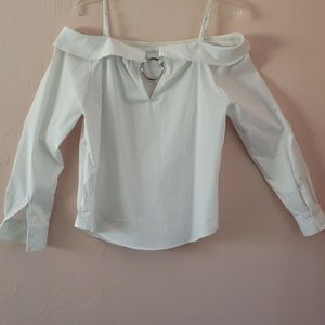 Pixley Karan off shoulder ring back poplin top